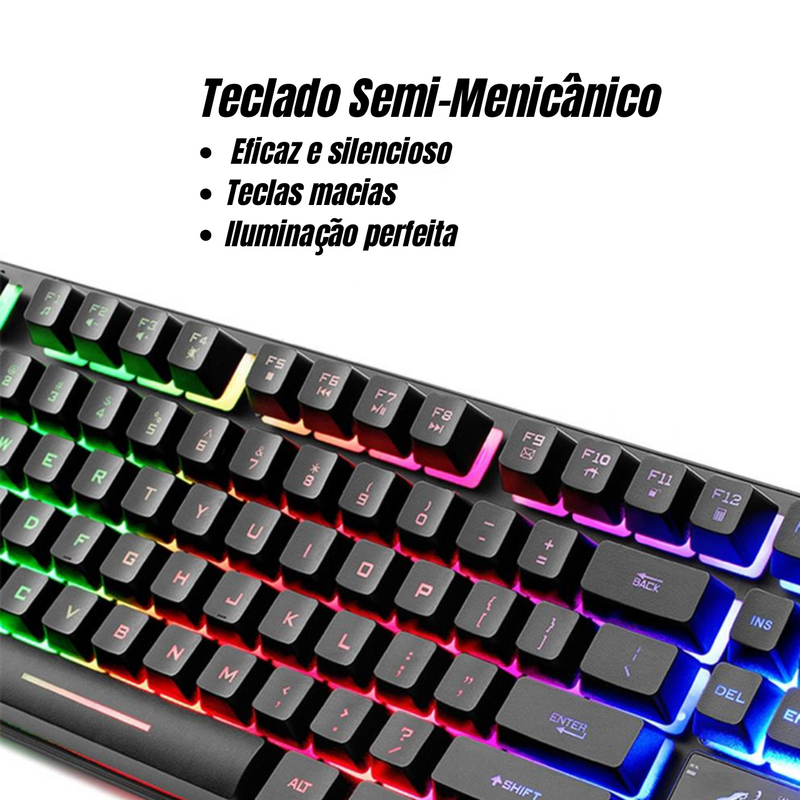 Teclado Gamer Semi-Mecânico Rgb Anti-Ghosting com Led Coloridas