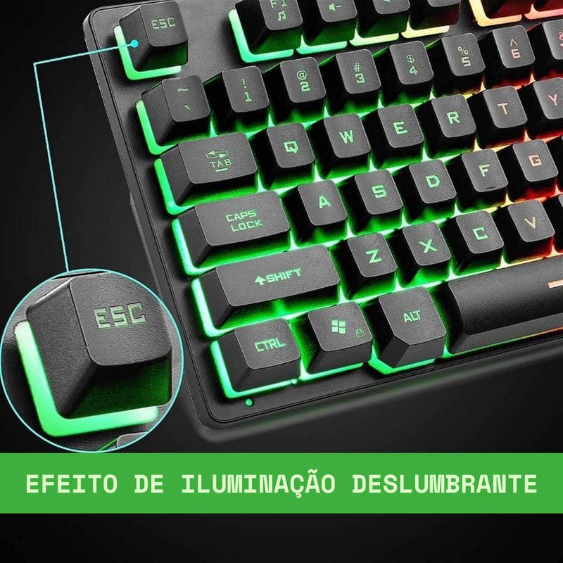 Teclado Gamer Semi-Mecânico Rgb Anti-Ghosting com Led Coloridas